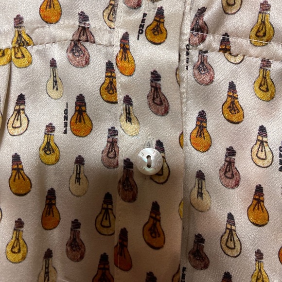 FENDI Ivory Silk Logo Lighting Bulbs Print Button Down Shirt Big Girl Sz 9 Year - Picture 6 of 15